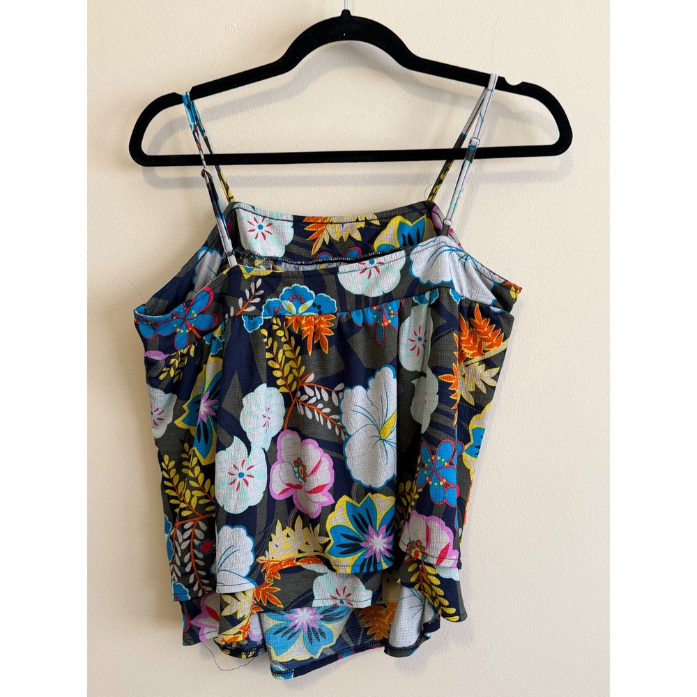 Rachel Rachel Roy Floral Cami Top XXL Blue Tropical Tiered Summer RMUT034510P03 - Picture 2 of 8